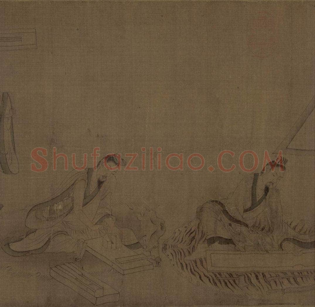 宋 佚名 《摹顾恺之斲琴图》 书画作品