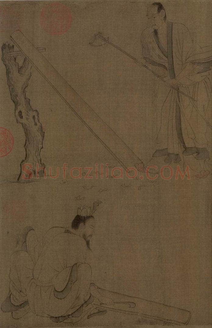 宋 佚名 《摹顾恺之斲琴图》 书画作品