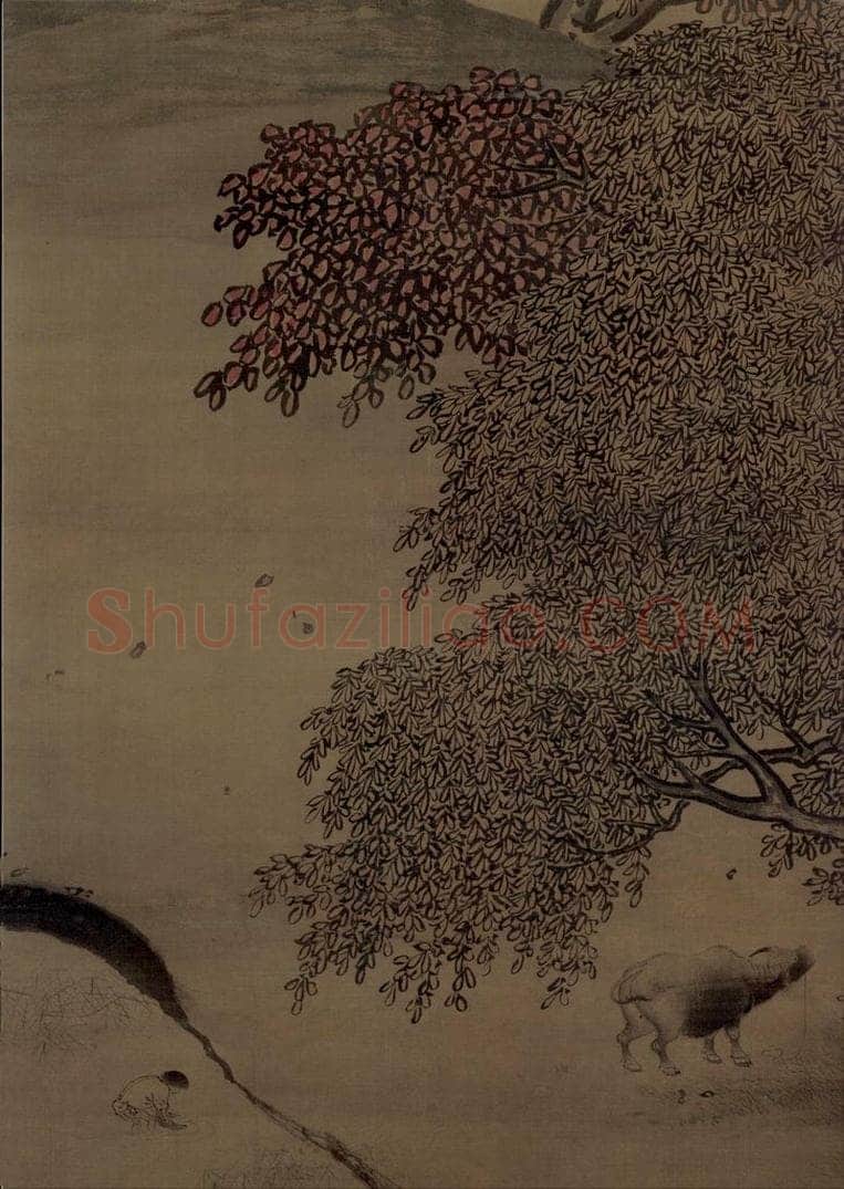 宋 佚名 《秋林放犊图》 书画作品
