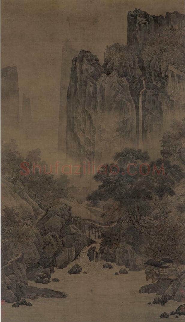 宋 佚名 《秋山红树图》 书画作品