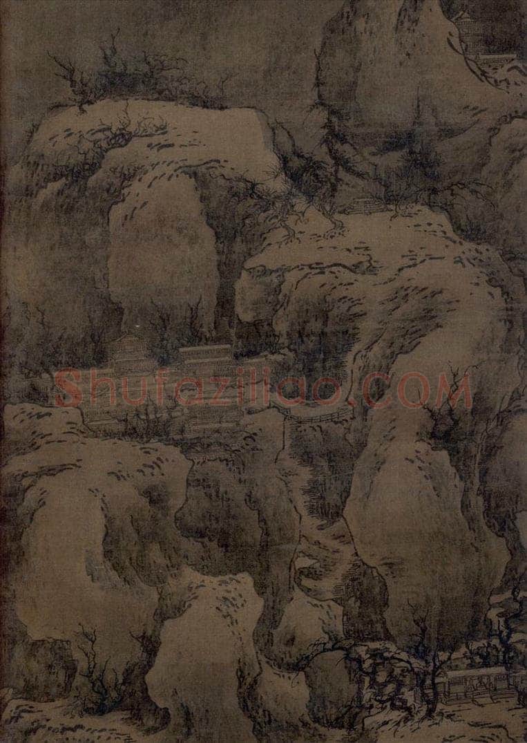 宋 佚名 《雪山行旅图》 书画作品