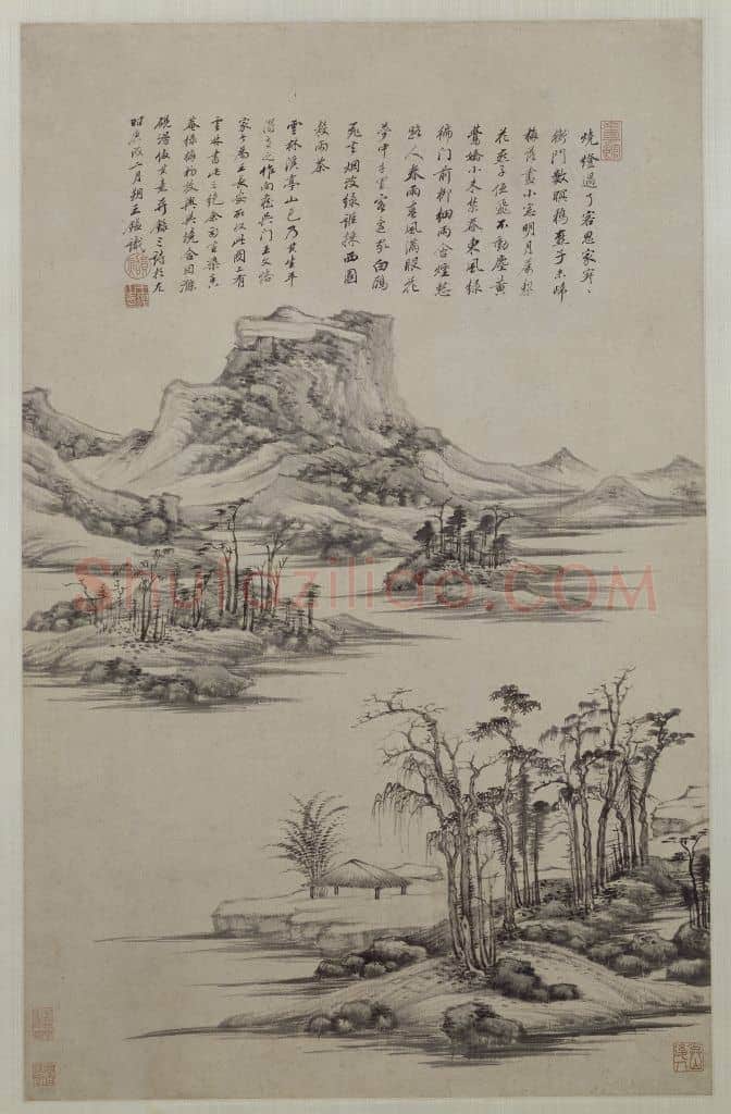王鉴仿倪云林溪亭山色图轴 | 故宫绘画藏品