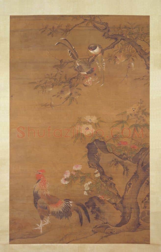 吕纪榴葵绶鸡图轴 | 故宫绘画藏品
