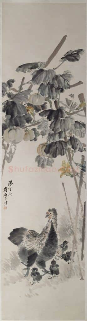 程璋瓜架鸡雏图轴 | 故宫绘画藏品