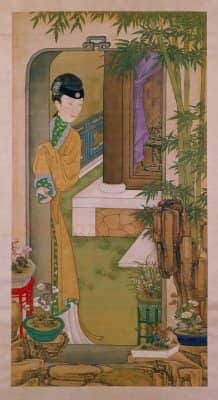 雍亲王题书堂深居图屏·倚门观竹轴 | 故宫绘画藏品