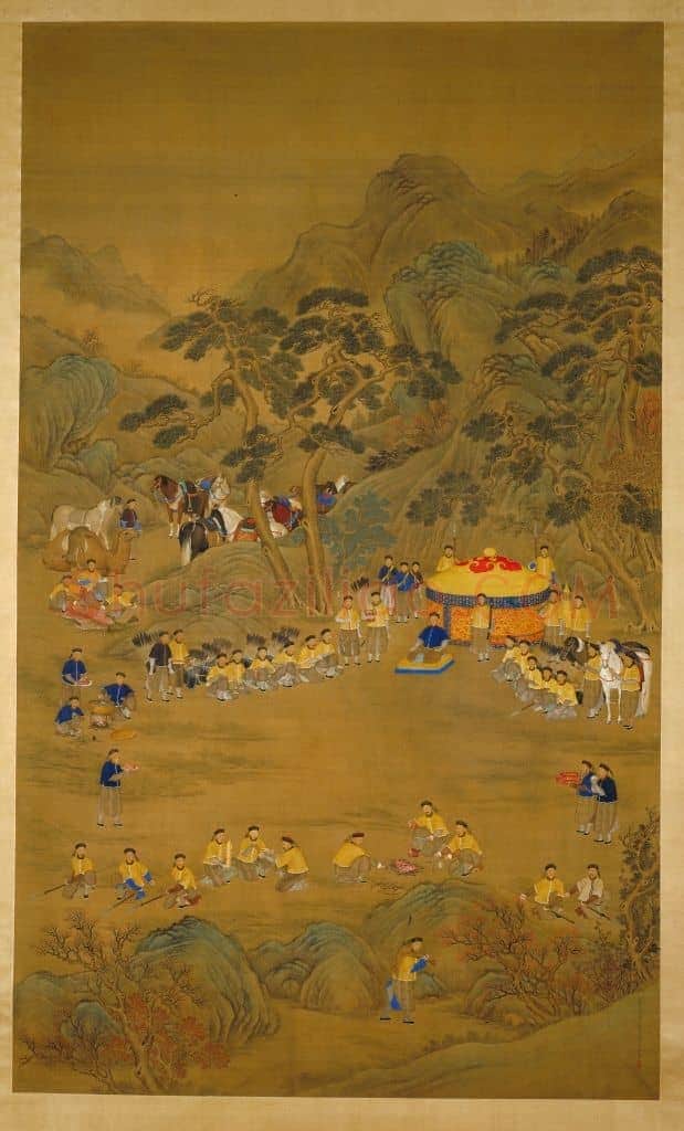 郎世宁乾隆皇帝围猎聚餐图轴 | 故宫绘画藏品