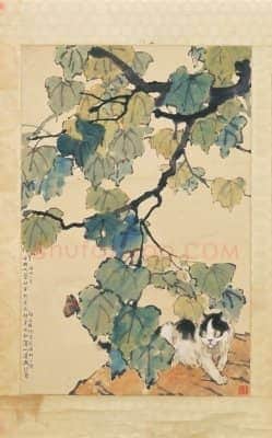 徐悲鸿梧桐猫蝶图轴 | 故宫绘画藏品