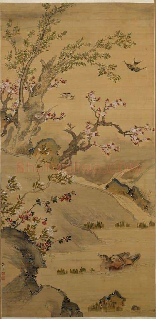 周之冕双燕鸳鸯图轴 | 故宫绘画藏品