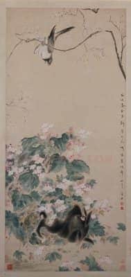 华嵒海棠禽兔图轴 | 故宫绘画藏品