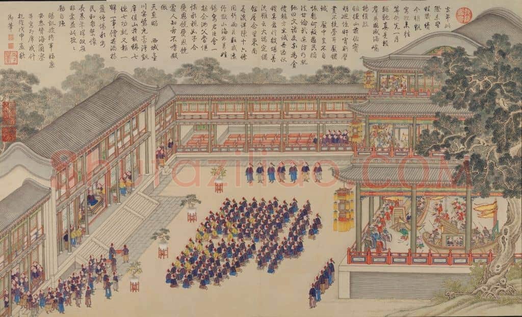 《平定台湾战图•清音阁演戏图》 | 故宫绘画藏品