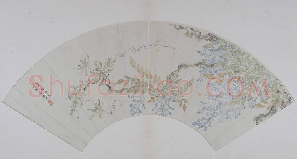 廖云锦藤萝图扇页 | 故宫绘画藏品