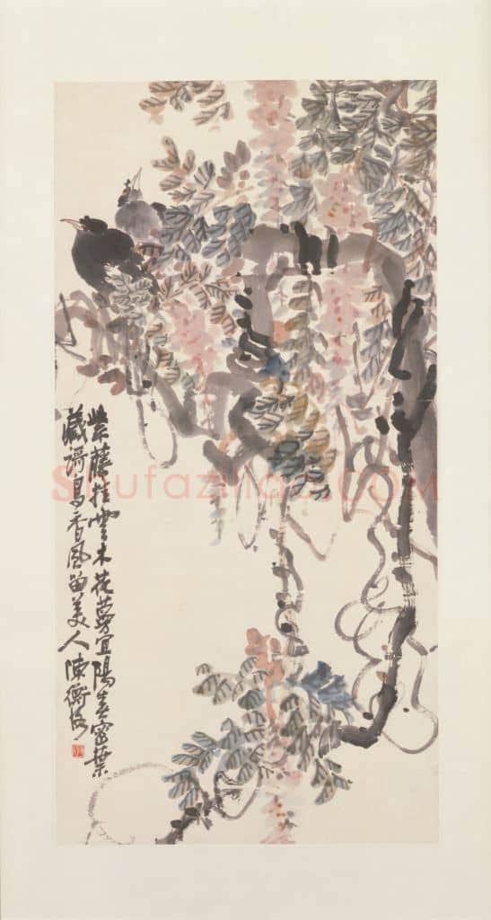 陈师曾藤萝鸲鹆图轴 | 故宫绘画藏品