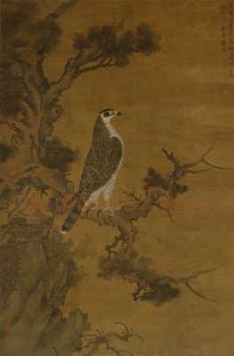 雪界翁、张舜咨合绘鹰桧图轴 | 故宫绘画藏品