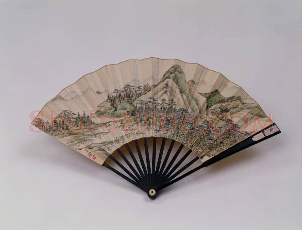 董诰山水景致并书御制文津阁作歌扇 | 故宫绘画藏品