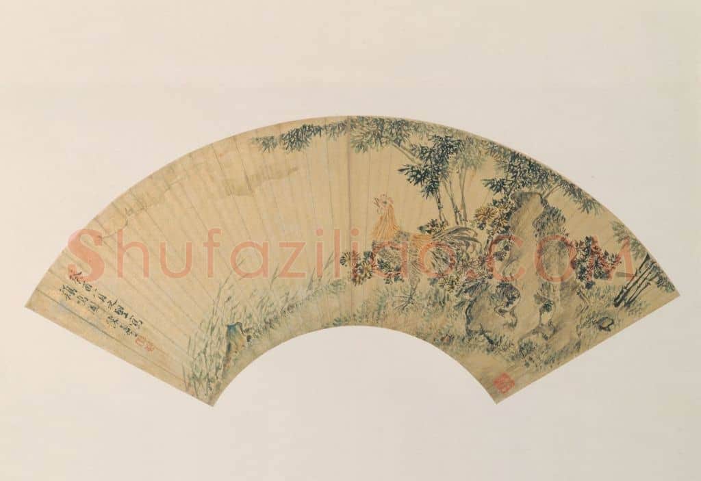 陈嘉言鸡鸣图扇页 | 故宫绘画藏品