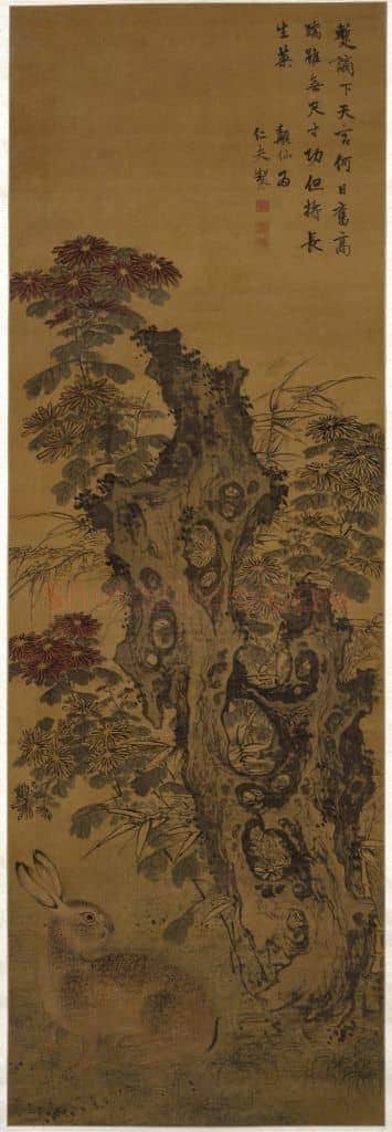 徐霖菊石野兔图轴 | 故宫绘画藏品
