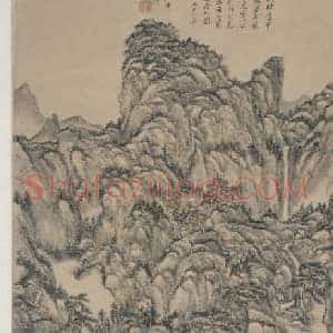 王原祁仿王蒙秋山萧寺图轴