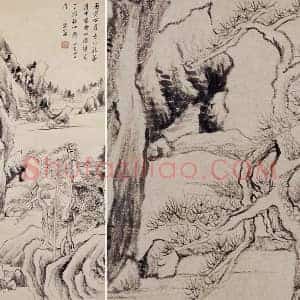 董其昌水墨画《佘山游境图》山水立轴