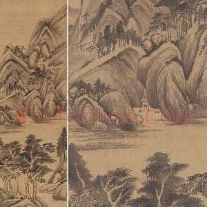 董其昌水墨山水立轴《石田诗意图》