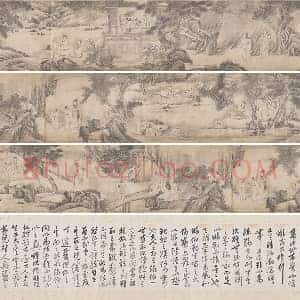 钱贡山水人物画《兰亭诗序图》卷