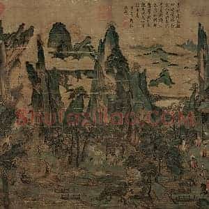 大青绿山水人物画《明皇幸蜀图》