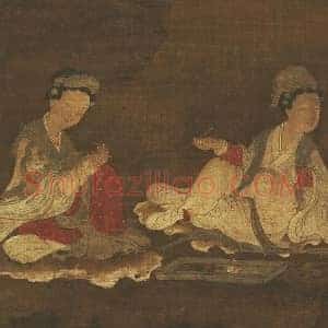周昉仕女人物画《士女吟诗图》