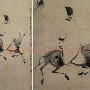 徐渭水墨画《驴背吟诗图》轴