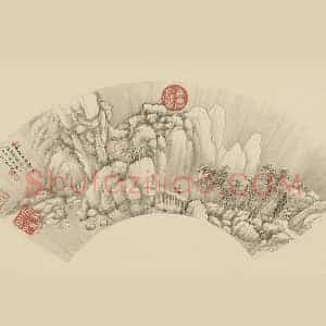 清 马昂《仿郭熙溪山雪霁图》扇面