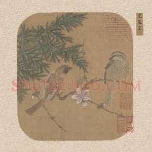 宋徽宗赵佶《花鸟图》纨扇页