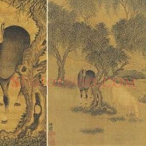 赵雍《春郊散马图》页