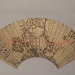 文徵明红杏湖石图扇页