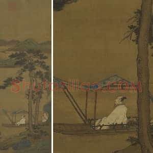 赵孟頫(伪)《松阴晚棹图》轴