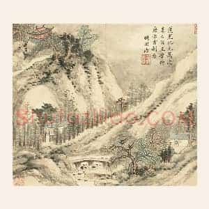王学浩山水《仿王晋卿层峦古刹图》页