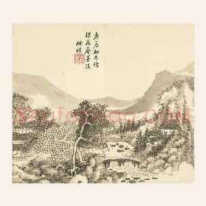 王学浩山水画《仿吴镇墨法》页