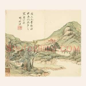 王学浩山水画《仿元人青绿山水》页