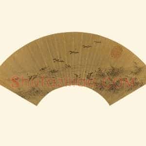吕纪《画鹭鹚》扇面页