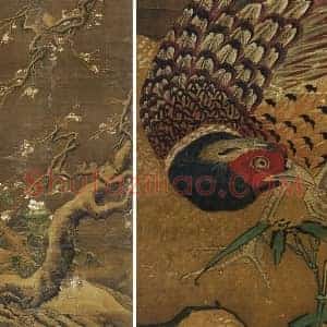 吕纪《雪梅集禽图》轴