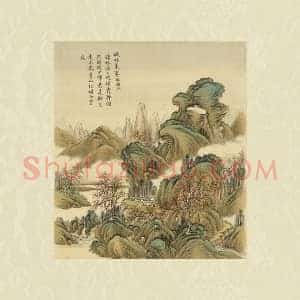 清 周鲲《仿关仝秋林策蹇》秋景山水页