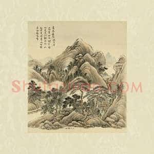 清 周鲲《仿董源夏木垂阴》山水页