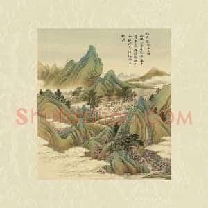 清 周鲲《仿李思训桃源图》青绿山水页