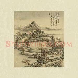 清 周鲲《仿燕文贵秋夜读书》山水画月夜页