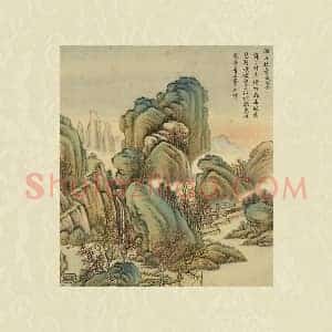 清 周鲲《仿关仝渔庄秋寄》山水画秋景页