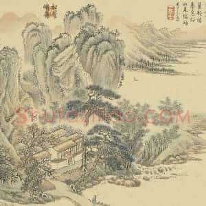 周鲲仿王翚山水“松篁峭蒨”春景山水画页