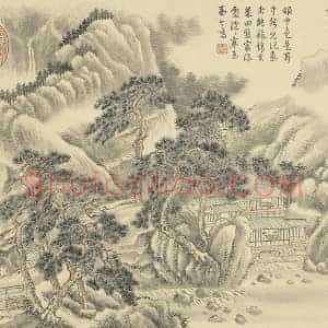 周鲲仿王翚山水“松壑鸣泉”山水画页
