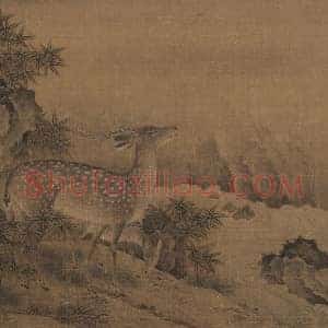 工笔动物画《母子鹿图》