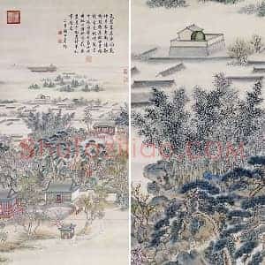 清代宫廷画 清周鲲绘夹钟嘉候轴