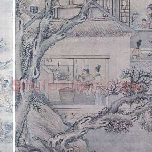 清 周鲲山水画《高宗御书范成大祭灶词》轴