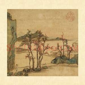 张雨森《西园题壁》秋景青绿山水页