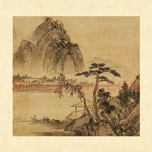 张雨森《舣舟独坐》山水画页