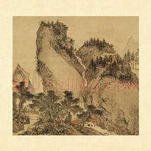 张雨森《水榭听瀑》高山流水山水画页